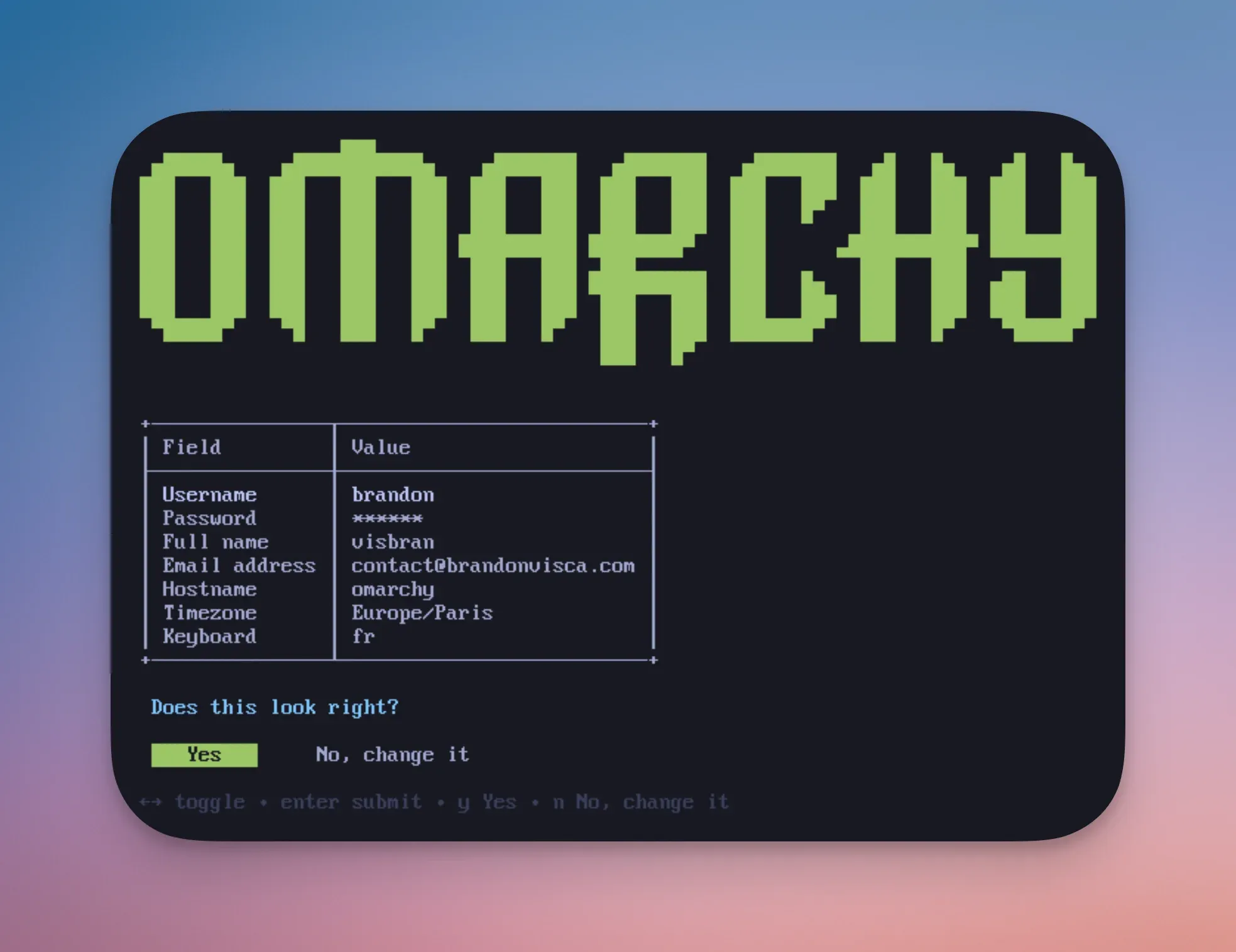 Installation Omarchy